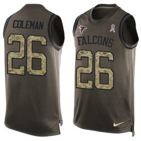 Wholesale Cheap Nike Falcons #26 Tevin Coleman Green Men\'s Stitched NFL Limited Salute To Service Tank Top Jersey