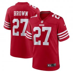 Cheap Men\'s San Francisco 49ers #27 Ji\'Ayir Brown Red Game Football Stitched Jersey