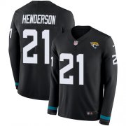 Wholesale Cheap Nike Jaguars #21 C.J. Henderson Black Team Color Youth Stitched NFL Limited Therma Long Sleeve Jersey