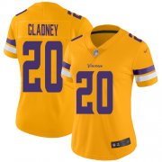 Wholesale Cheap Nike Vikings #20 Jeff Gladney Gold Women's Stitched NFL Limited Inverted Legend Jersey