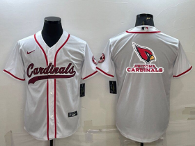Wholesale Cheap Men\'s Arizona Cardinals White Team Big Logo With Patch Cool Base Stitched Baseball Jersey