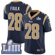 Wholesale Cheap Nike Rams #28 Marshall Faulk Navy Blue Team Color Super Bowl LIII Bound Men's Stitched NFL Vapor Untouchable Limited Jersey