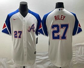Cheap Men\'s Atlanta Braves #27 Austin Riley Number White 2023 City Connect Cool Base Stitched Jerseys