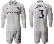 Wholesale Cheap Chelsea #3 Marcos A. Away Long Sleeves Soccer Club Jersey