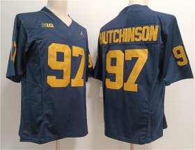 Cheap Men\'s Michigan Wolverines #97 Aidan Hutchinson 2023 F.U.S.E. Navy Stitched Jersey