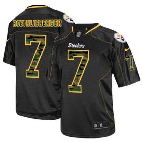 Wholesale Cheap Nike Steelers #7 Ben Roethlisberger Black Men\'s Stitched NFL Elite Camo Fashion Jersey