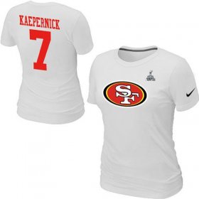 Wholesale Cheap Women\'s Nike San Francisco 49ers #7 Colin Kaepernick Name & Number Super Bowl XLVII T-Shirt White