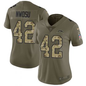 Wholesale Cheap Nike Chargers #42 Uchenna Nwosu Olive/Camo Women\'s Stitched NFL Limited 2017 Salute to Service Jersey