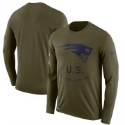 Wholesale Cheap Men's New England Patriots Nike Olive Salute to Service Sideline Legend Performance Long Sleeve T-Shirt