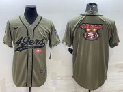 Wholesale Cheap Men's San Francisco 49ers Olive Salute to Service Team Big Logo Cool Base Stitched Baseball Jersey