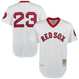 Wholesale Cheap Mitchell And Ness 1975 Red Sox #23 Luis Tiant White Throwback Stitched MLB Jersey
