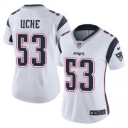 Wholesale Cheap Nike Patriots #53 Josh Uche White Women's Stitched NFL Vapor Untouchable Limited Jersey