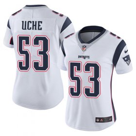 Wholesale Cheap Nike Patriots #53 Josh Uche White Women\'s Stitched NFL Vapor Untouchable Limited Jersey
