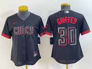 Wholesale Cheap Women's Cincinnati Reds #30 Ken Griffey Jr Black 2023 City Connect Cool Base Stitched Jersey1