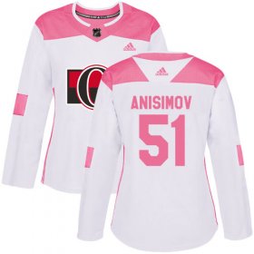 Wholesale Cheap Adidas Senators #51 Artem Anisimov White/Pink Authentic Fashion Women\'s Stitched NHL Jersey