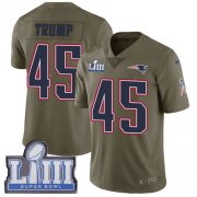 Wholesale Cheap Nike Patriots #45 Donald Trump Olive Super Bowl LIII Bound Men's Stitched NFL Limited 2017 Salute To Service Jersey