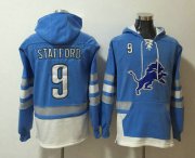 Wholesale Cheap Men's Detroit Lions #9 Matthew Stafford NEW Blue Pocket Stitched NFL Pullover Hoodie