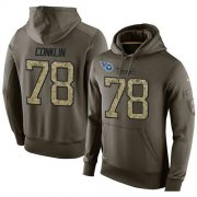 Wholesale Cheap NFL Men's Nike Tennessee Titans #78 Jack Conklin Stitched Green Olive Salute To Service KO Performance Hoodie