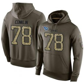 Wholesale Cheap NFL Men\'s Nike Tennessee Titans #78 Jack Conklin Stitched Green Olive Salute To Service KO Performance Hoodie