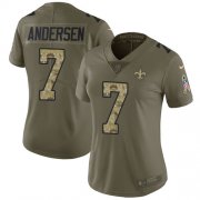 Wholesale Cheap Nike Saints #7 Morten Andersen Olive/Camo Women's Stitched NFL Limited 2017 Salute to Service Jersey