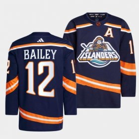 Wholesale Cheap Men\'s New York Islanders #12 Josh Bailey 2022 Navy Reverse Retro 2.0 Stitched Jersey