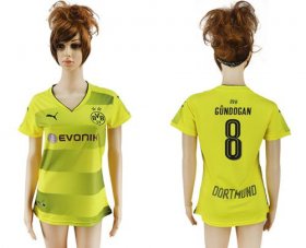 Wholesale Cheap Women\'s Dortmund #8 Gundogan Home Soccer Club Jersey