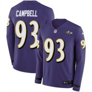 Wholesale Cheap Nike Ravens #93 Calais Campbell Purple Team Color Men's Stitched NFL Limited Therma Long Sleeve Jersey