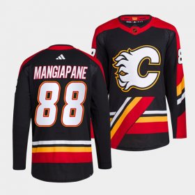 Wholesale Cheap Men\'s Calgary Flames #88 Andrew Mangiapane Black 2022-23 Reverse Retro Stitched Jersey