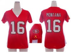 Wholesale Cheap Nike 49ers #16 Joe Montana Red Team Color Draft Him Name & Number Top Women\'s Stitched NFL Elite Jersey