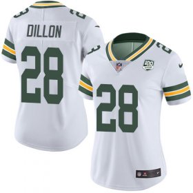 Wholesale Cheap Nike Packers #28 AJ Dillon White Women\'s 100th Season Stitched NFL Vapor Untouchable Limited Jersey