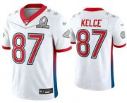 Wholesale Cheap Men's Kansas City Chiefs #87 Travis Kelce White 2022 Pro Bowl Vapor Untouchable Stitched Limited Jersey