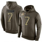 Wholesale Cheap NFL Men's Nike Washington Redskins #7 Joe Theismann Stitched Green Olive Salute To Service KO Performance Hoodie