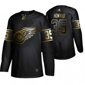 Wholesale Cheap Adidas Red Wings #35 Jimmy Howard Men\'s 2019 Black Golden Edition Authentic Stitched NHL Jersey