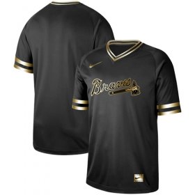 Wholesale Cheap Nike Braves Blank Black Gold Authentic Stitched MLB Jersey