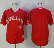 Wholesale Cheap Blue Jays Blank Red New Cool Base Canada Day Stitched MLB Jersey