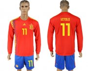 Wholesale Cheap Spain #11 Vitolo Red Home Long Sleeves Soccer Country Jersey
