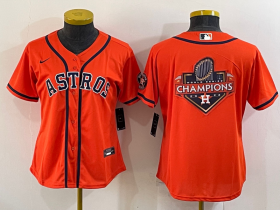 Wholesale Cheap Women\'s Houston Astros Orange Champions Big Logo With Patch Stitched MLB Cool Base Nike Jersey