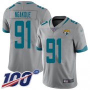 Wholesale Cheap Nike Jaguars #91 Yannick Ngakoue Silver Men's Stitched NFL Limited Inverted Legend 100th Season Jersey