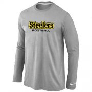 Wholesale Cheap Nike Pittsburgh Steelers Authentic Font Long Sleeve T-Shirt Grey