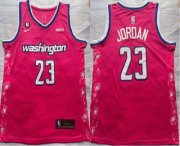 Cheap Men's Washington Wizards #23 Michael Jordan 2022 Pink City Edition With 6 Patch Stitched Jersey With Sponsor