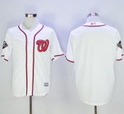 Wholesale Cheap Nationals Blank White New Cool Base 2019 World Series Champions Stitched MLB Jersey