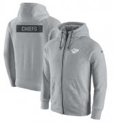 Wholesale Cheap Men's Kansas City Chiefs Nike Ash Gridiron Gray 2.0 Full-Zip Hoodie