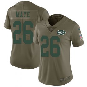 Wholesale Cheap Nike Jets #26 Marcus Maye Olive Women\'s Stitched NFL Limited 2017 Salute to Service Jersey