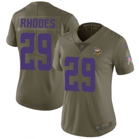 Wholesale Cheap Nike Vikings #29 Xavier Rhodes Olive Women\'s Stitched NFL Limited 2017 Salute to Service Jersey