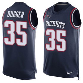 Wholesale Cheap Nike Patriots #35 Kyle Dugger Navy Blue Team Color Men\'s Stitched NFL Limited Tank Top Jersey