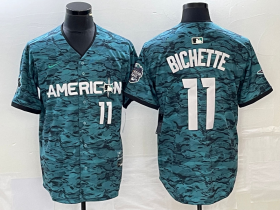 Wholesale Cheap Men\'s Toronto Blue Jays #11 Bo Bichette Number Teal 2023 All Star Cool Base Stitched Jersey