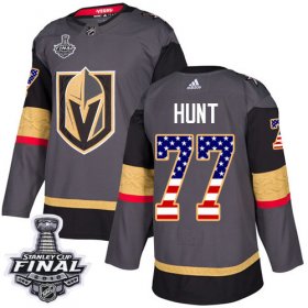 Wholesale Cheap Adidas Golden Knights #77 Brad Hunt Grey Home Authentic USA Flag 2018 Stanley Cup Final Stitched NHL Jersey