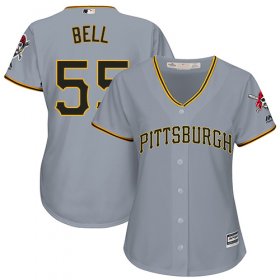 Wholesale Cheap Pirates #55 Josh Bell Grey Road Women\'s Stitched MLB Jersey