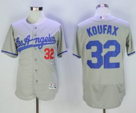 Wholesale Cheap Dodgers #32 Sandy Koufax Grey Flexbase Authentic Collection Road Stitched MLB Jersey