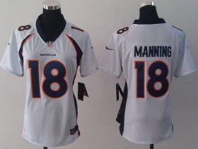 Wholesale Cheap Nike Broncos #18 Peyton Manning White Women\'s Stitched NFL New Elite Jersey